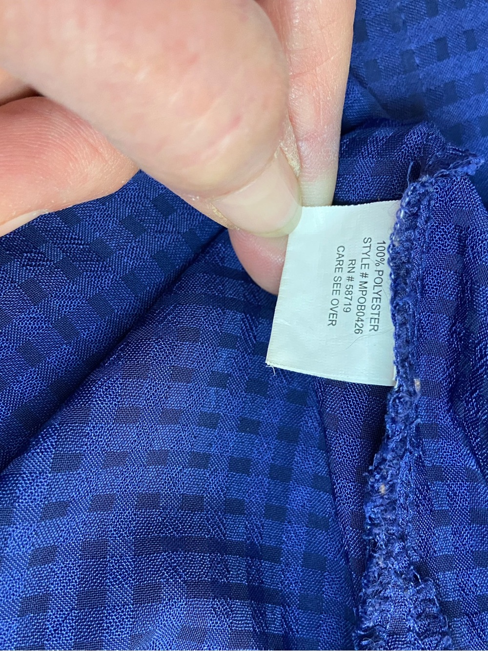 Coral Bay Royal Blue Checked Button-Up Blouse Size L - Picture 5 of 5